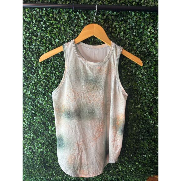 Lululemon High Neck Running And Training Tank Top Spray Camo Silver Blue Multi S - Picture 1 of 3